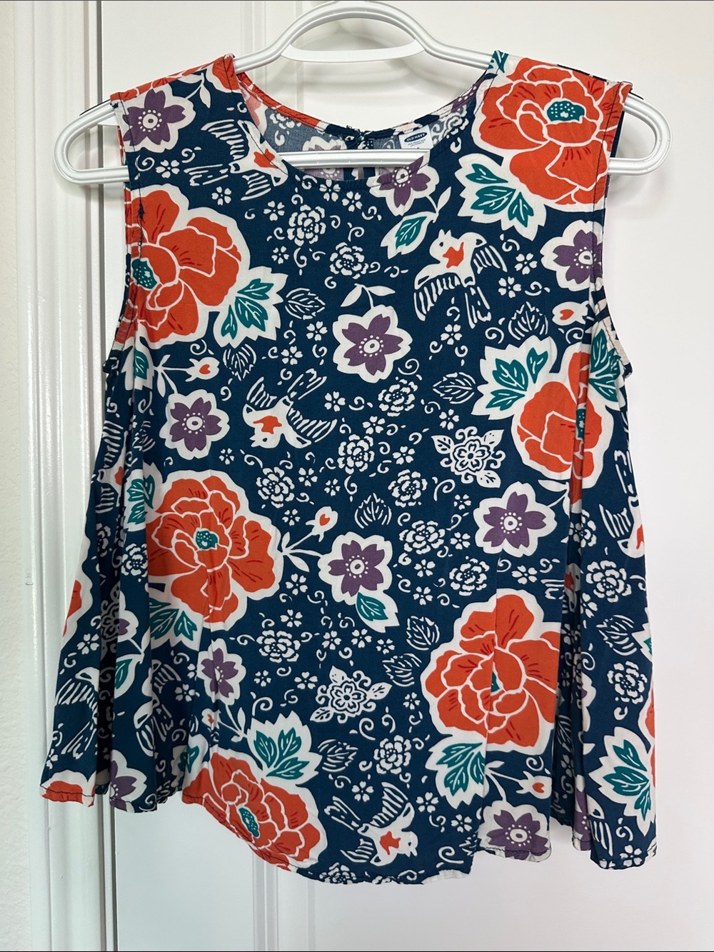 Old Navy Floral Bird Print Sleeveless Swing Tank Top